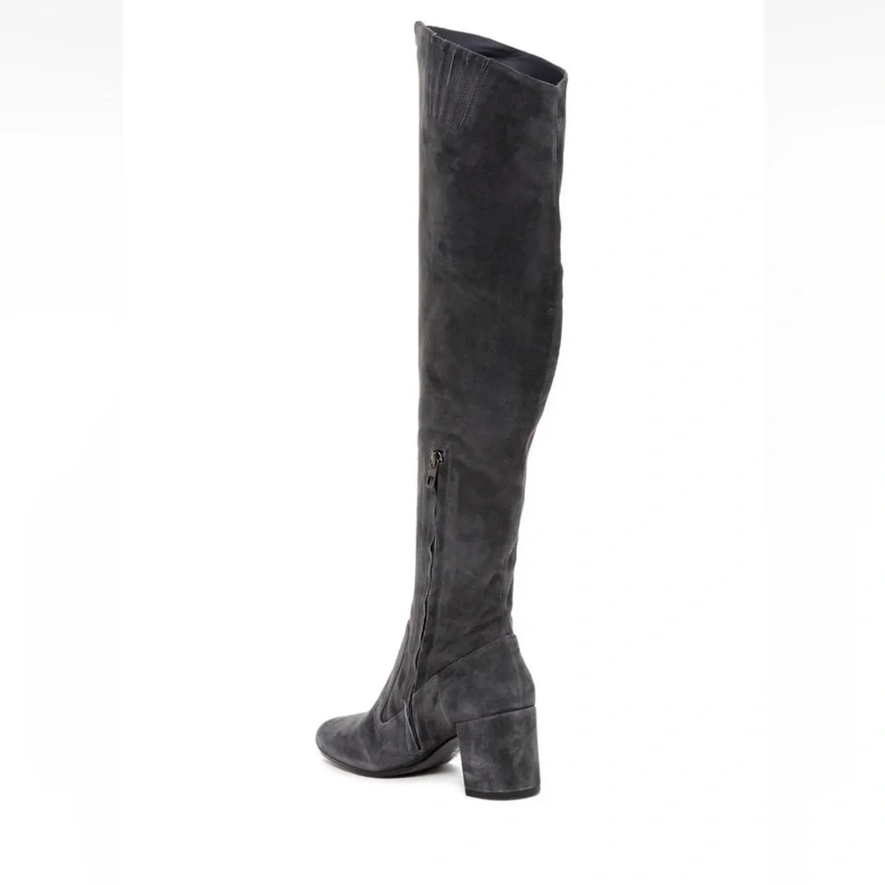 Vince / Blythe grey pewter suede fitted block heel Over the Knee Boots 7.5 37.5